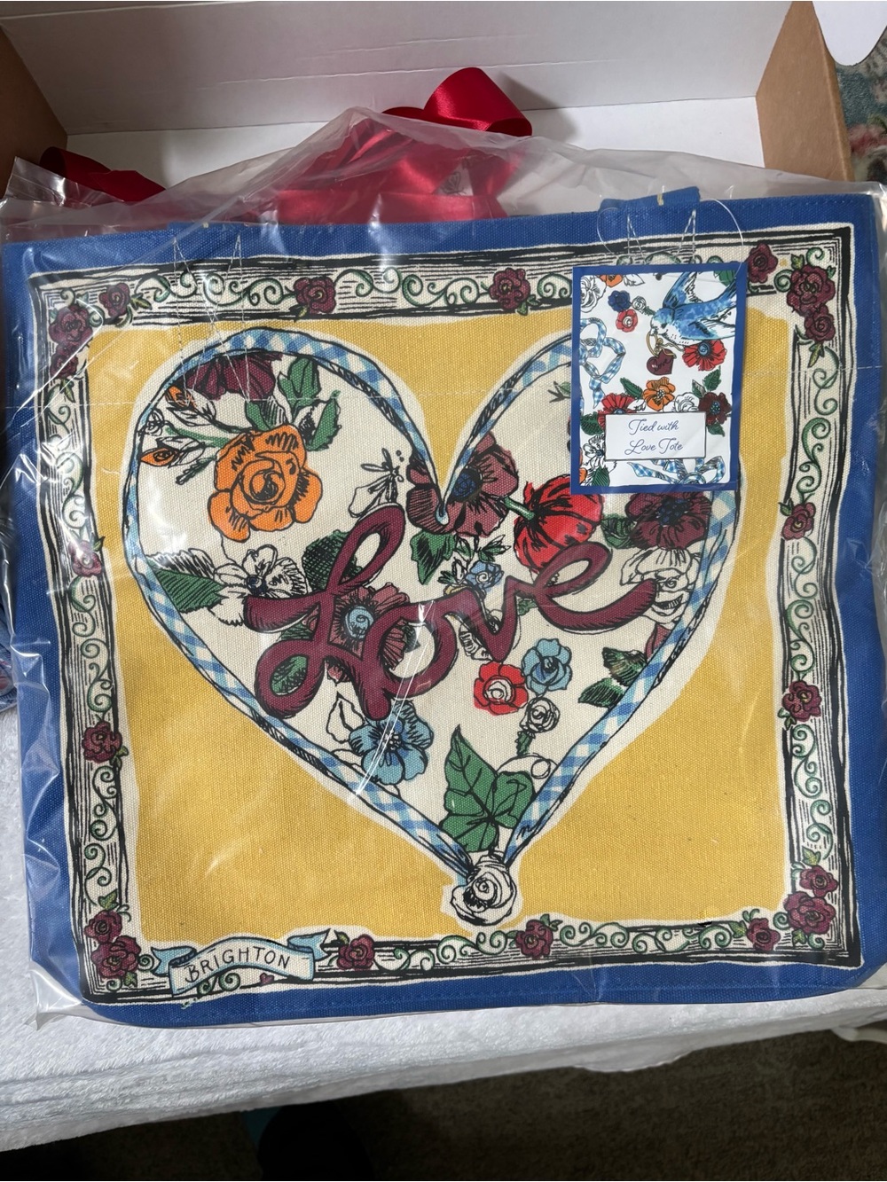 Brighton Yellow & Blue Floral Heart Tote and bandanna small backpack - Picture 3 of 10